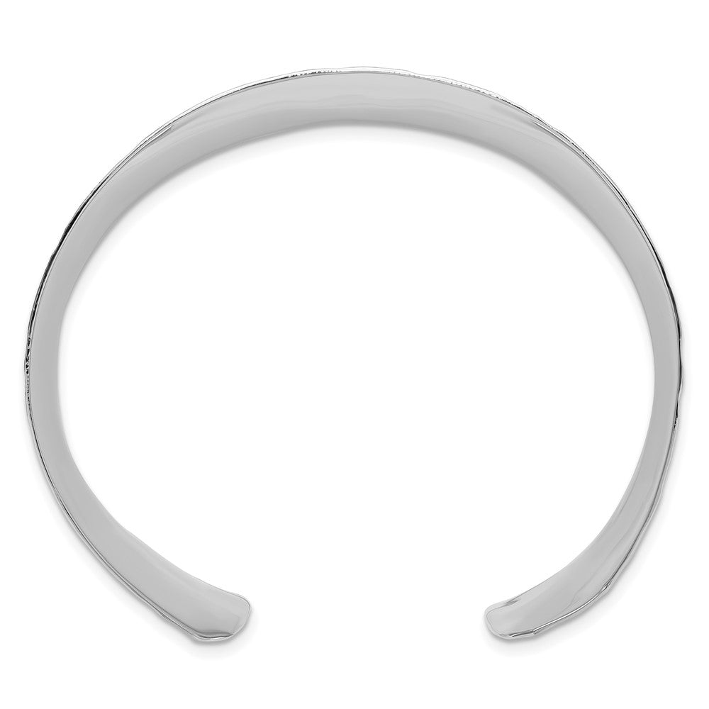 Sterling Silver Polished 25mm Concave Hammered Cuff Bangle