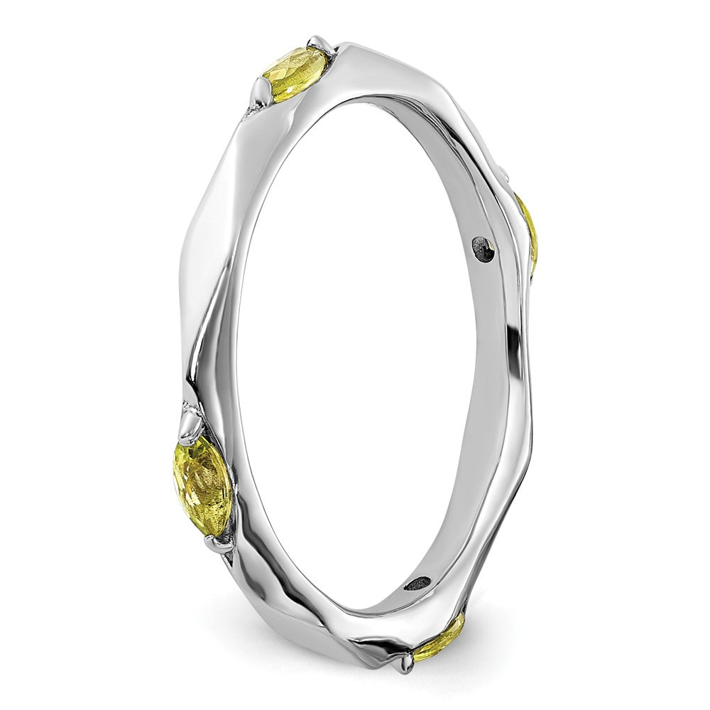 Sterling Silver Stackable Expressions Rhodium-plated Peridot Ring Size -7