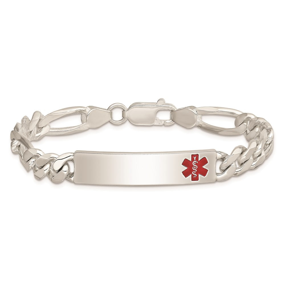 Sterling Silver Polished Medical Figaro Anchor Link ID Bracelet 7.5 inches