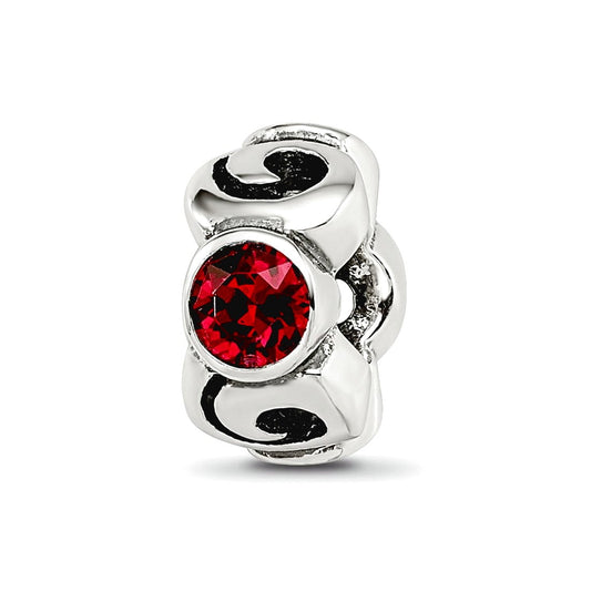 Sterling Silver Reflections July Red Preciosa Crystal Birthstone Bead