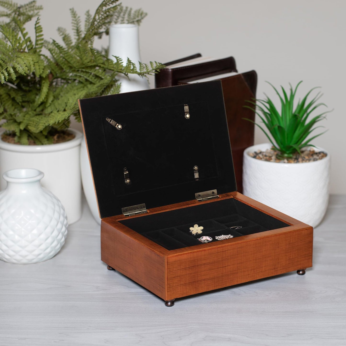 Dicksons Blessed Is Man Trusts Lord Walnut Finish Polymer Jewelry Box