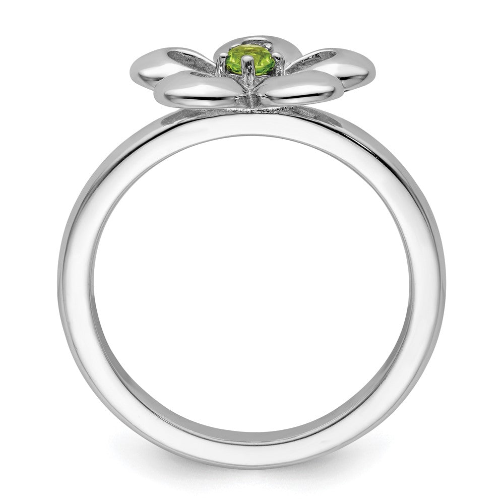 Sterling Silver Stackable Expressions Polished Peridot Flower Ring Size -7