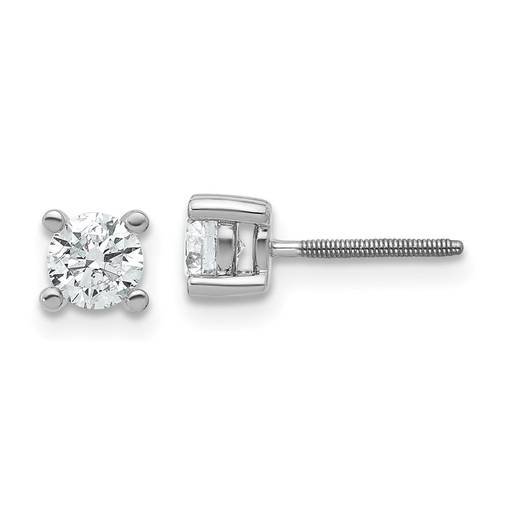 14k White Gold 2/3 ctw Lab Grown Diamond VS+ F+ Round 4 Prong Heavy Wt. Screwback Stud Earrings
