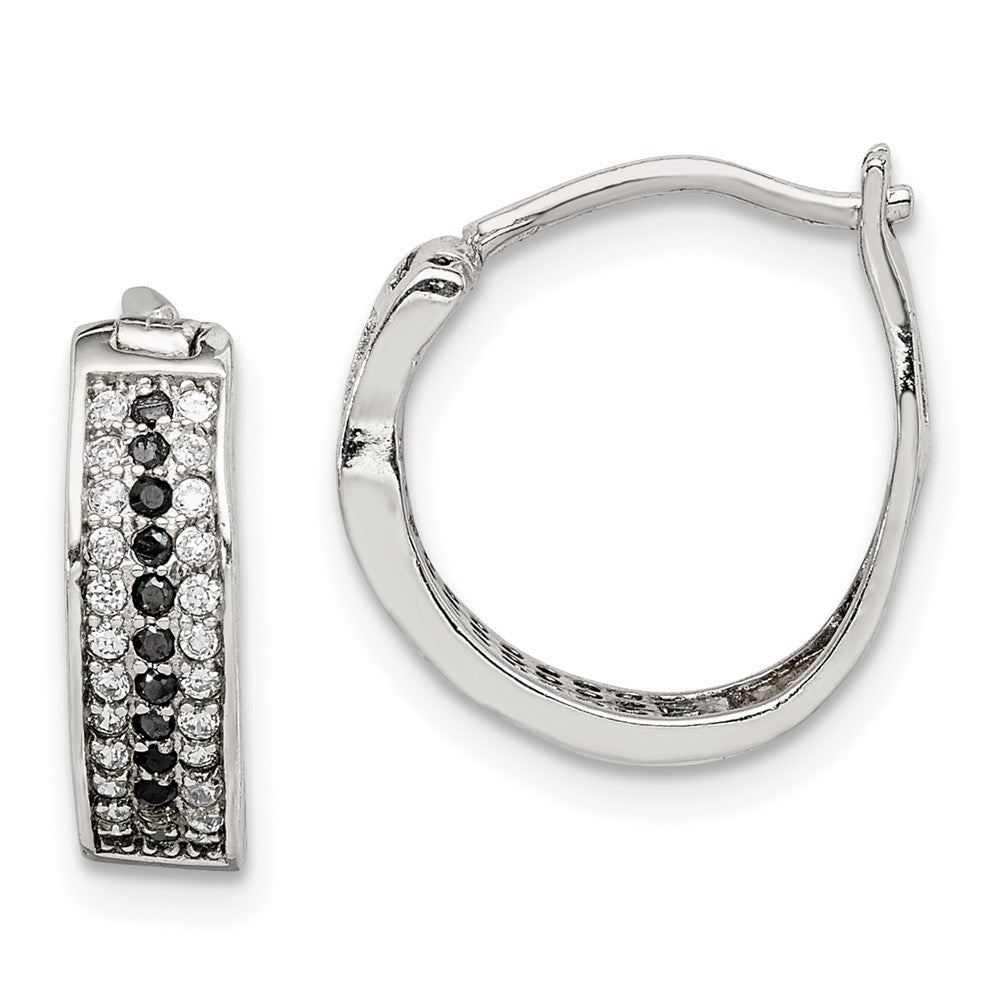 Sterling Silver Rhodium-plated 4.00mm Diamond-cut Hoop Earrings