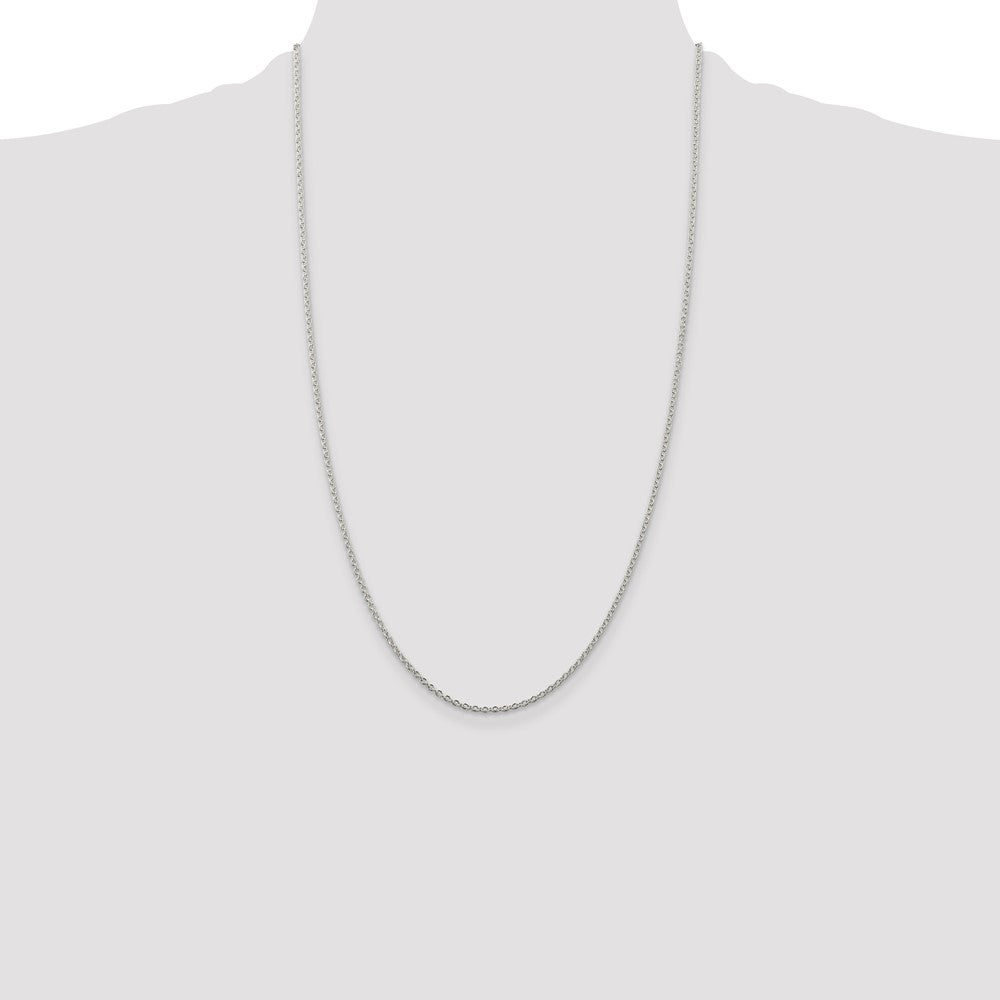 Sterling Silver Rhodium-plated 1.95mm Cable Chain 26 Inches