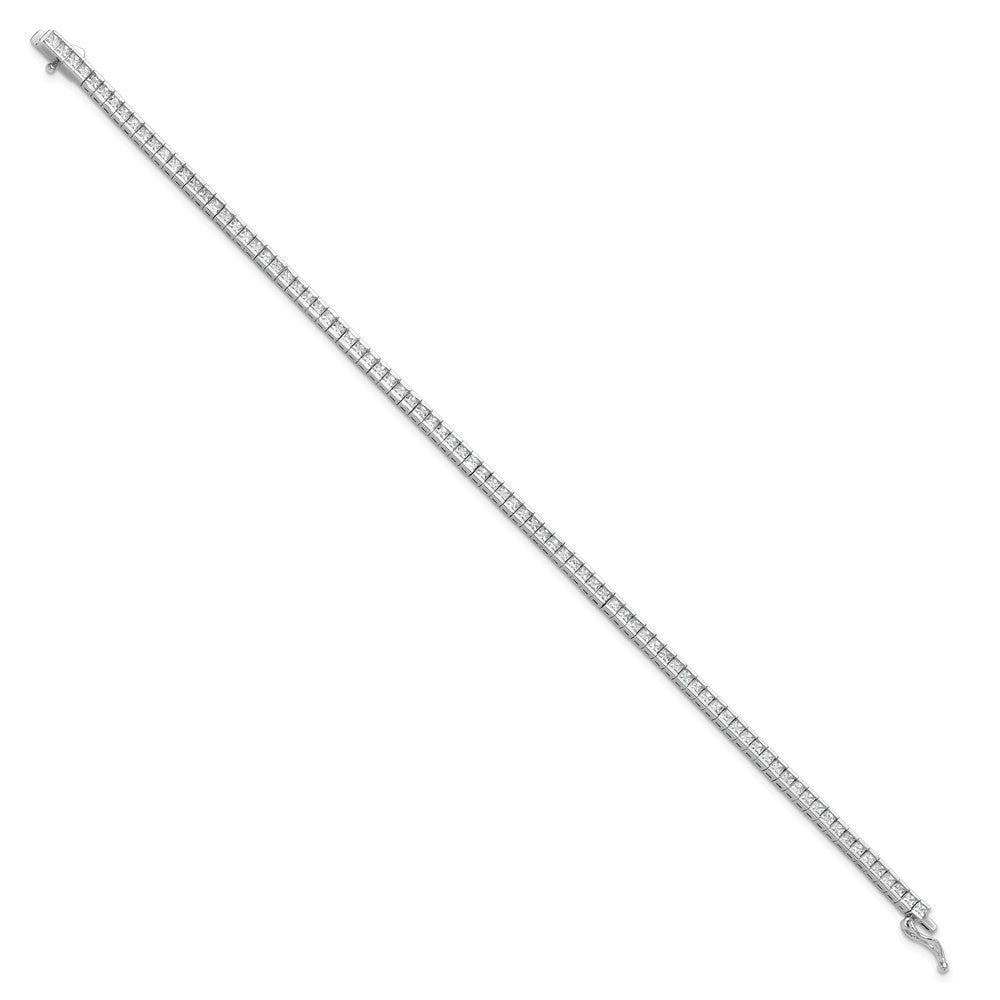 Sterling Shimmer Sterling Silver Rhodium-plated Square 3mm x 3mm CZ 86 Stone 8 inch Bracelet 8 inches