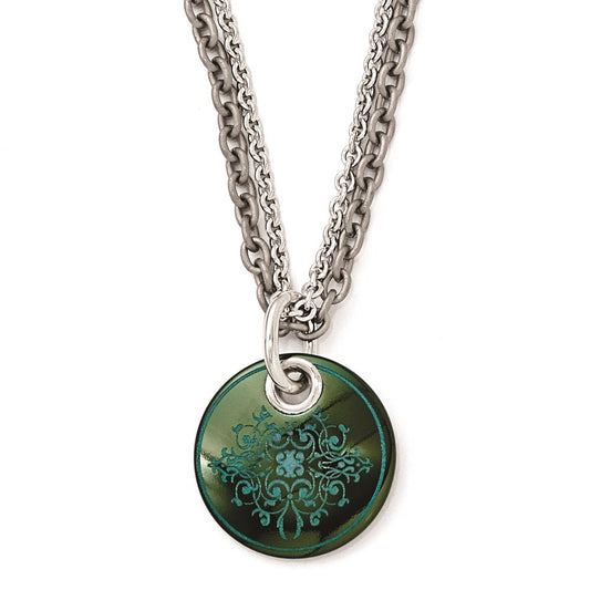 Edward Mirell Black Ti Teal Anodized & Sterling Silver w/ 2in ext. Necklace