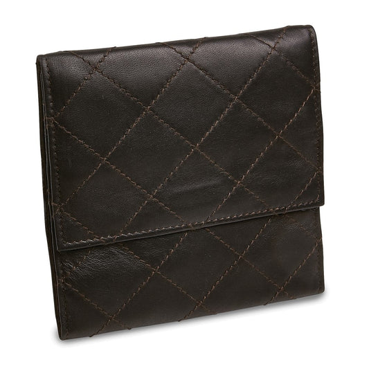 Black Leather Satin Lined Magnetic Closure Quilted Jewelry Folder GM17722