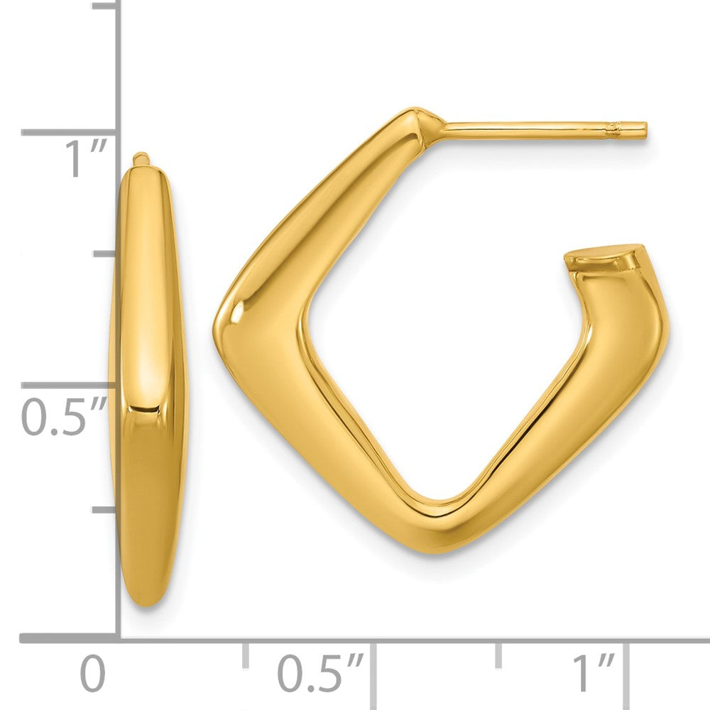14K Polished Hollow J-Hoop Post Earrings