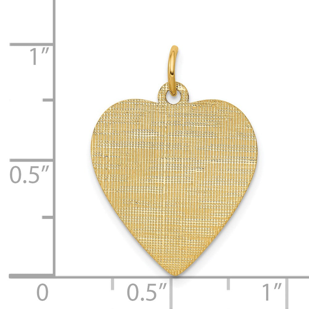 14k Patterned .027 Gauge Engravable Heart Disc Charm
