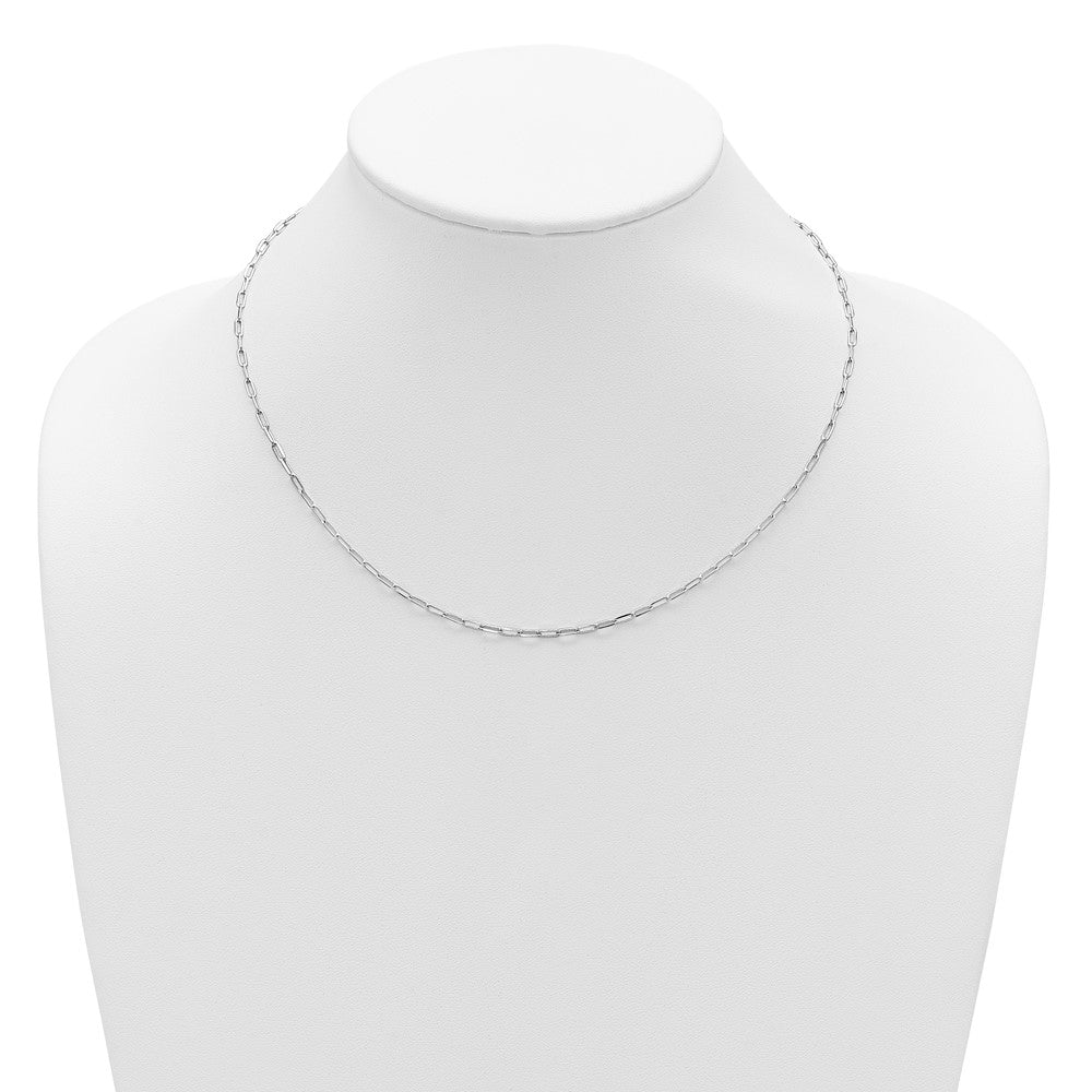 Sterling Silver RH-plt 2.3mm Paperclip 1in+1in Adjustable Chain