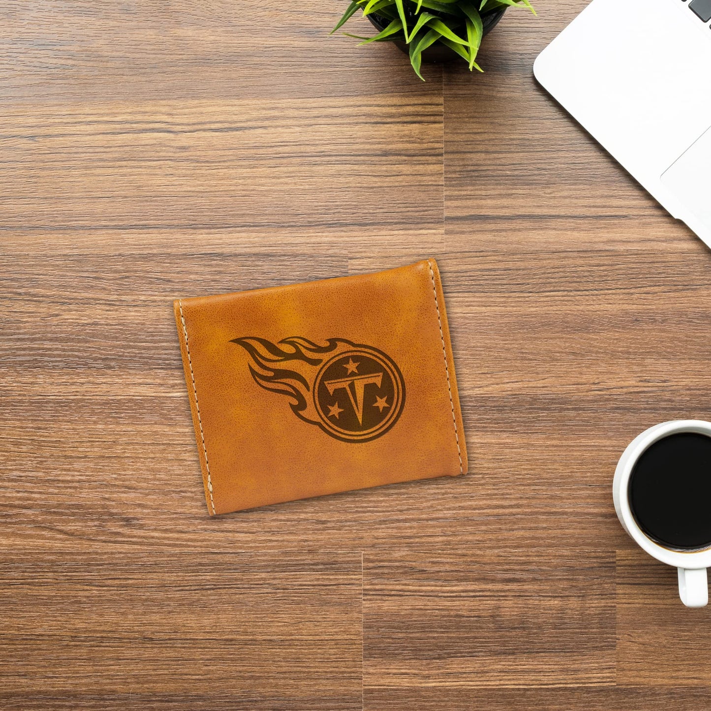 Football Rico Industries Tennessee  Brown Laser Engraved Trifold Laser Engraved Tri-Fold Wallet - Men's Accessory