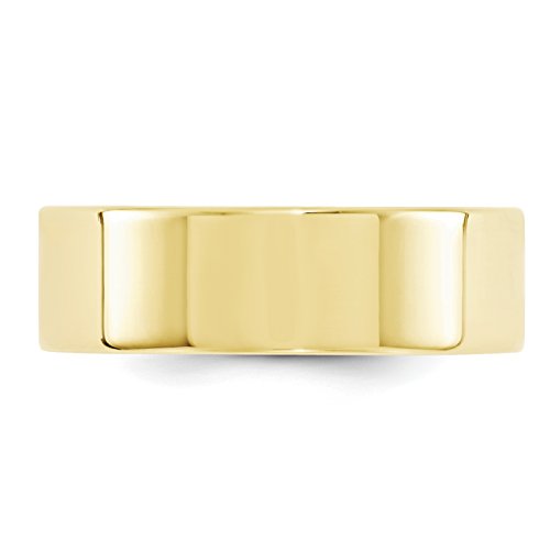 10k Yellow Gold 7mm Standard Weight Flat Comfort Fit Wedding Band Size 7.5