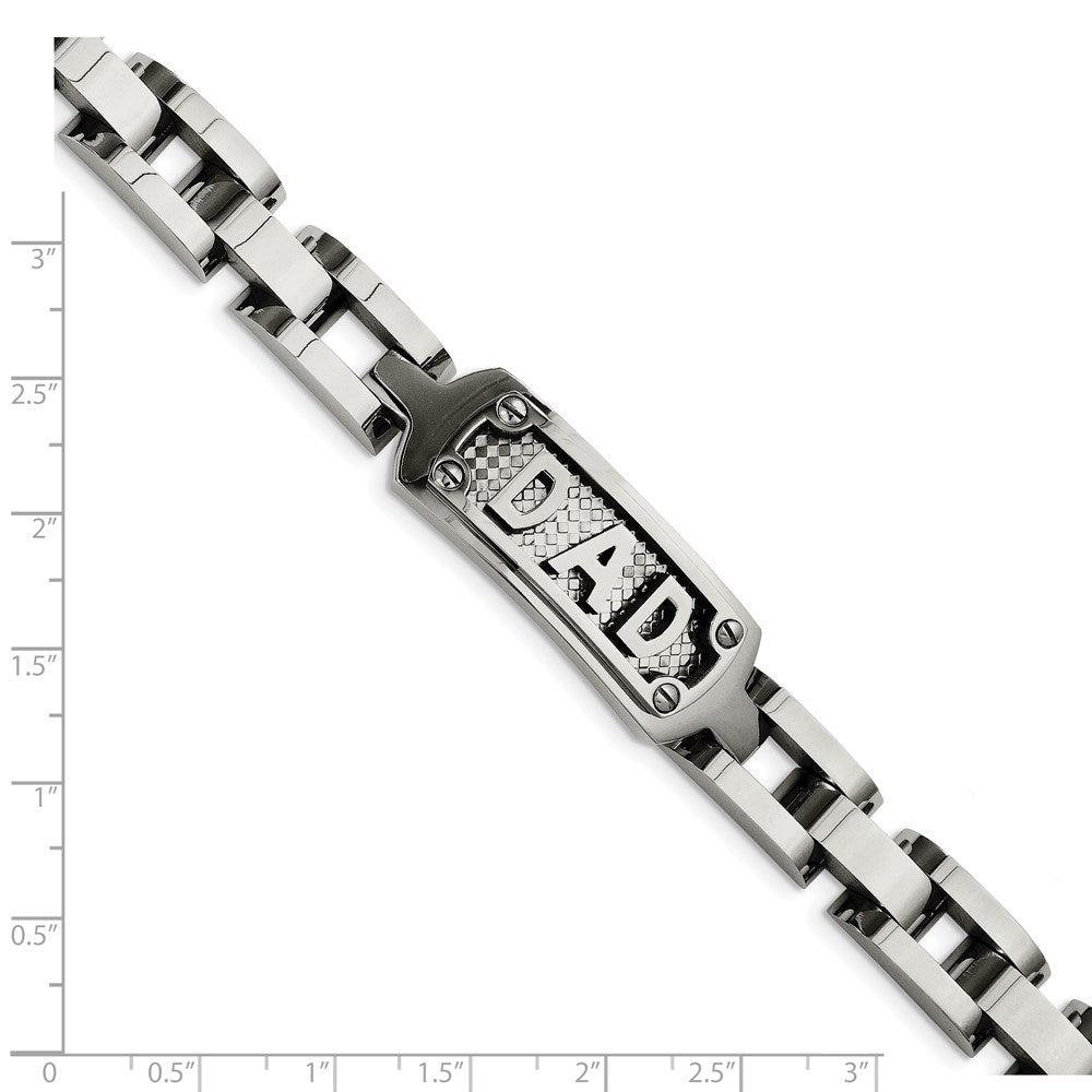 Stainless Steel 8.5in Polished and Textured DAD Bracelet 8.5 inches