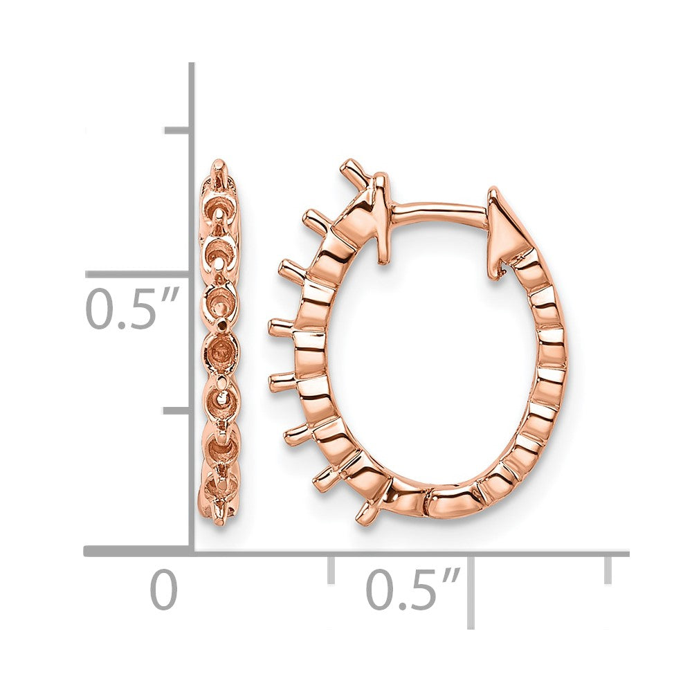 14k Rose Gold (Holds 14-2.0mm Round) Hinged Hoop Earring Mountings