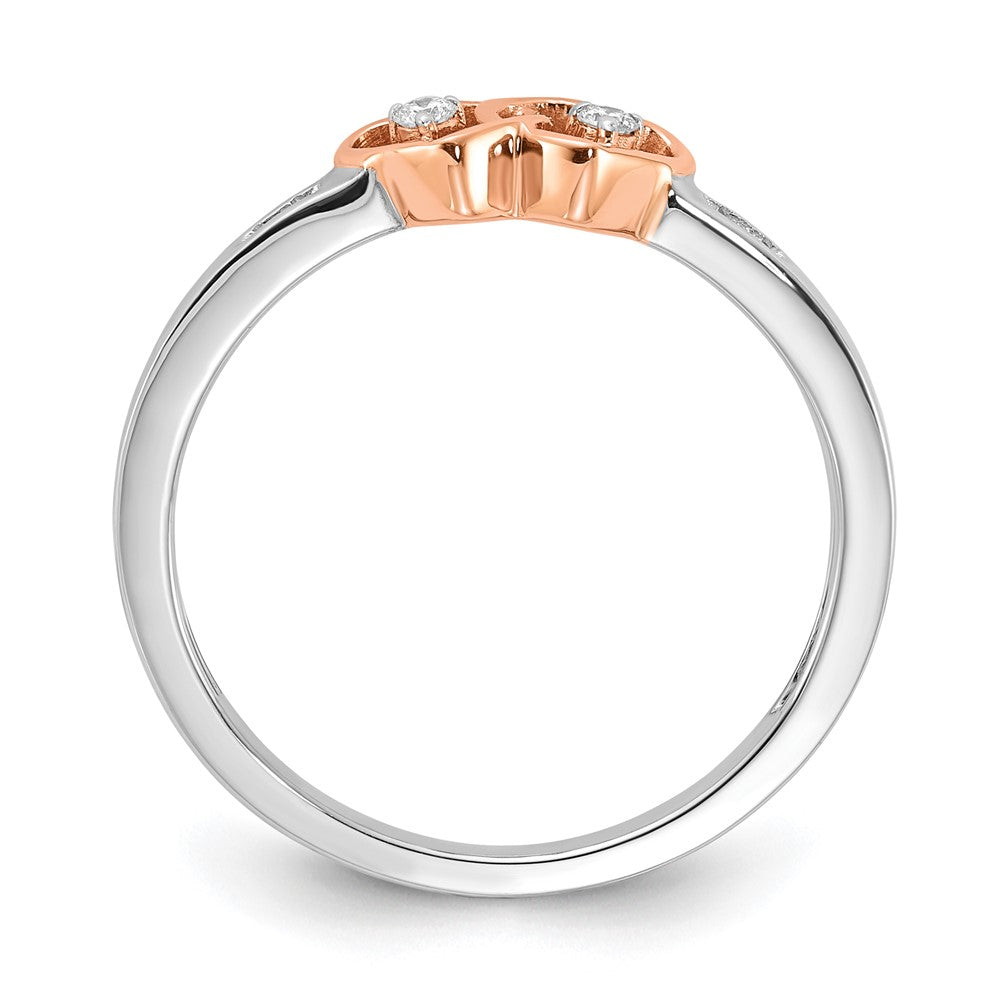 10kw & 10k Rose Accent Polished Diamond Double Heart Ring
