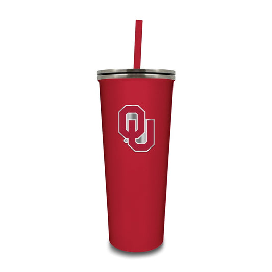 university of Oklahoma Stainless Steel 24 ounce Skinny Tumbler with Straw