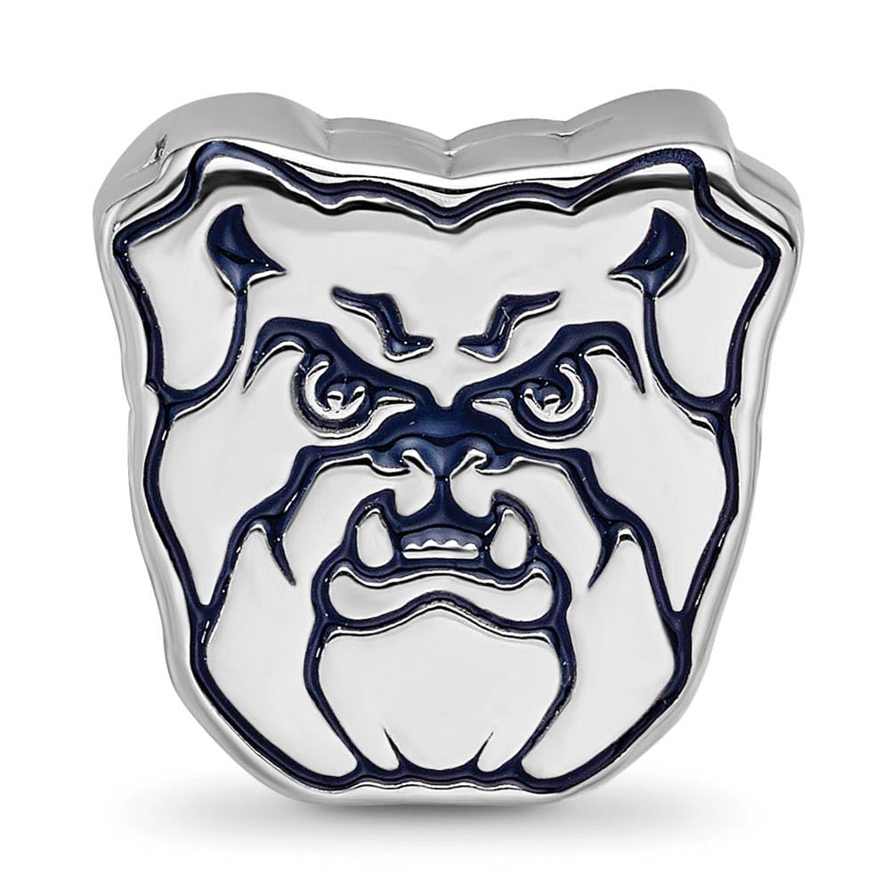 Sterling Silver Rhodium-plated LogoArt Butler University Bulldog Enameled Bead
