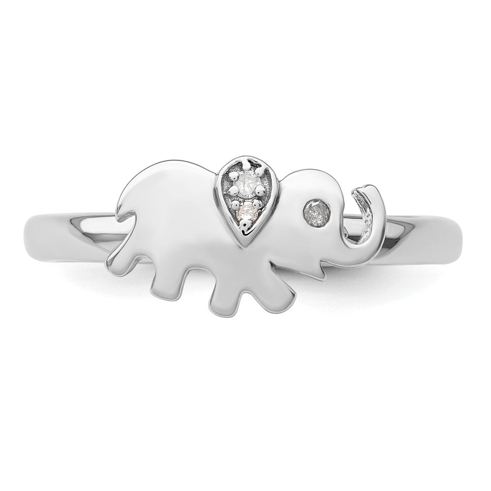 Sterling Silver Stackable Expressions Elephant Diamond Ring Size -6