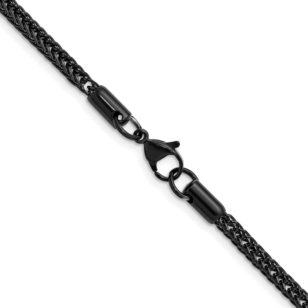 Chisel Stainless Steel Polished Black IP-plated 3.2mm 16 inch Square Wheat Chain