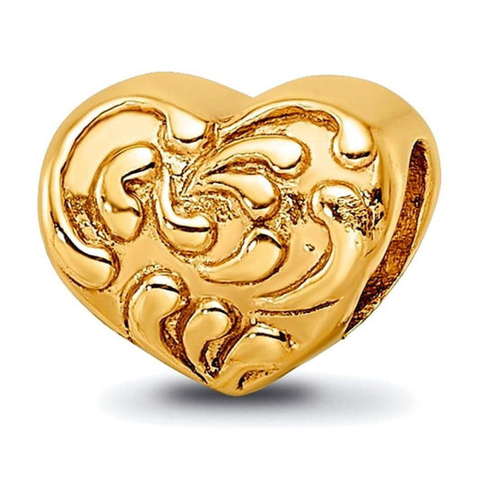 Sterling Silver Gold-plated Reflections Scroll Heart Bead