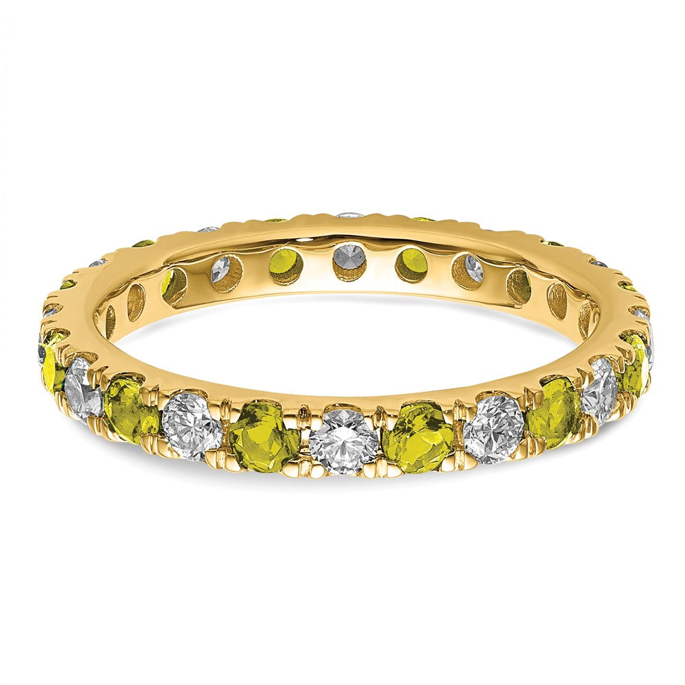 14k 7/8 carat Lab Grown Diamond VS/SI+ G+ and Lab Created Yellow Sapphire Size 8 Eternity Band