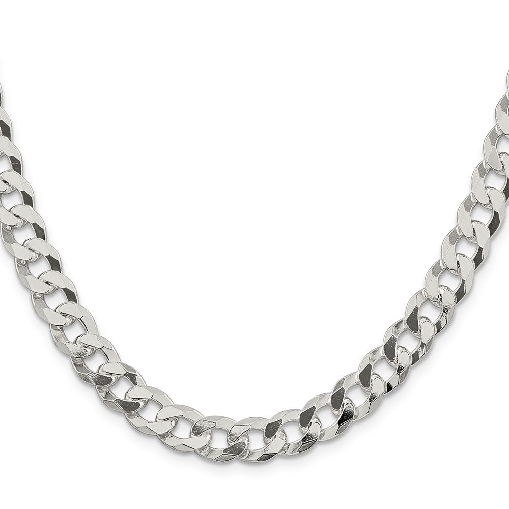 Sterling Silver 8.5mm Beveled Curb Chain 26 Inches
