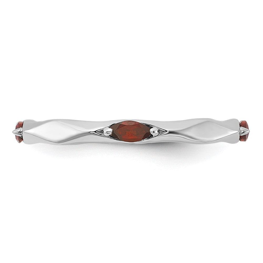 Sterling Silver Stackable Expressions Rhodium-plated Garnet Ring Size -5