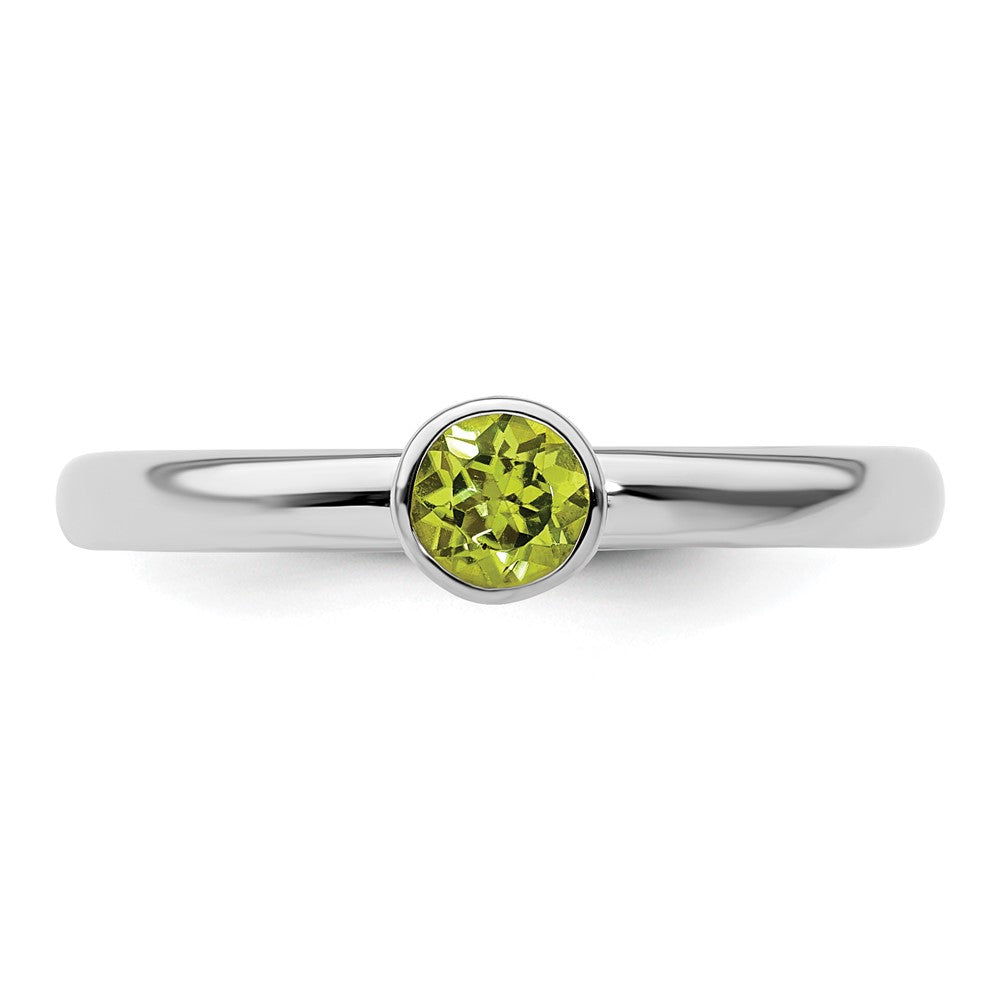 Sterling Silver Stackable Expressions High 4mm Round Peridot Ring Size -5