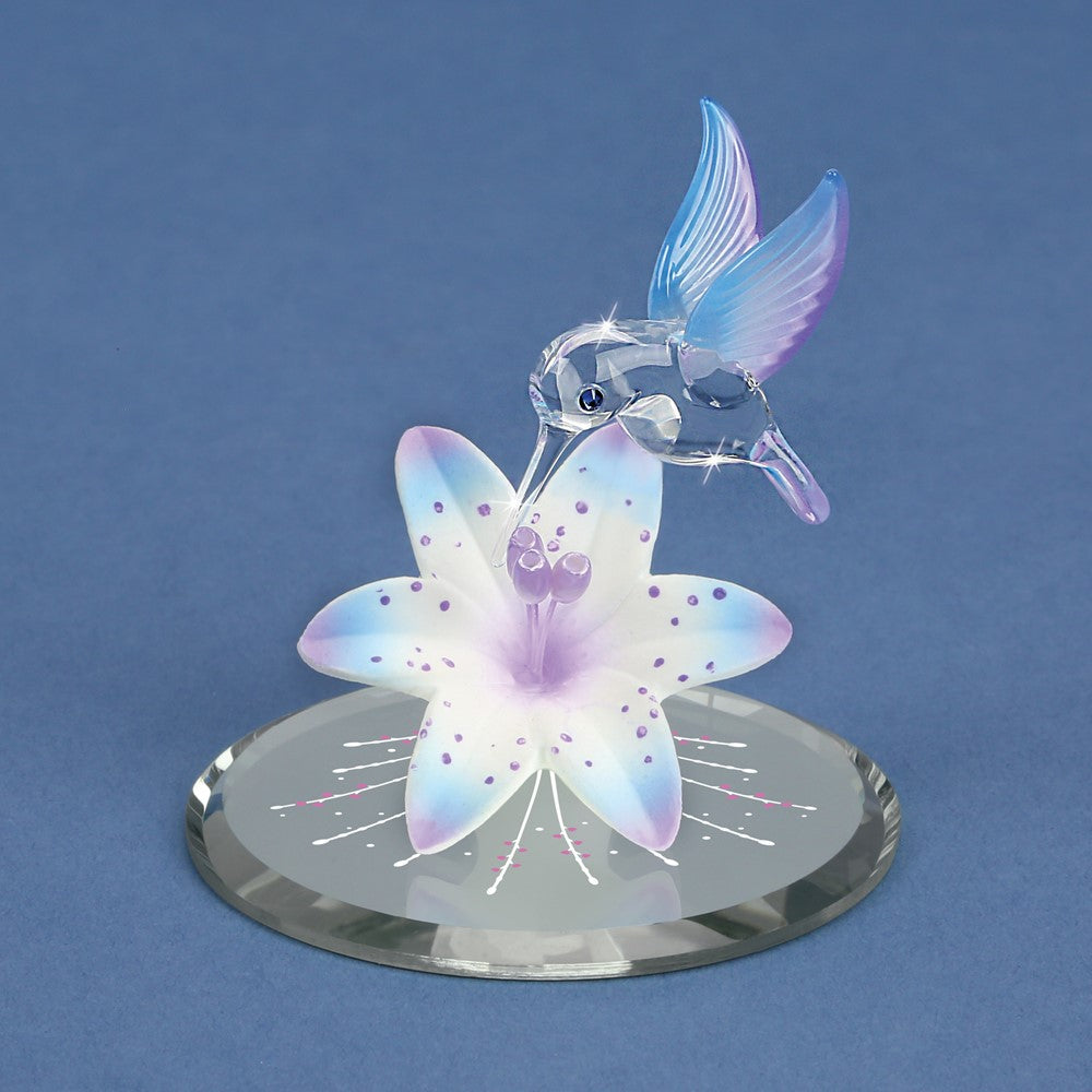 Glass Baron Hummingbird Mirrored Blue Lily
