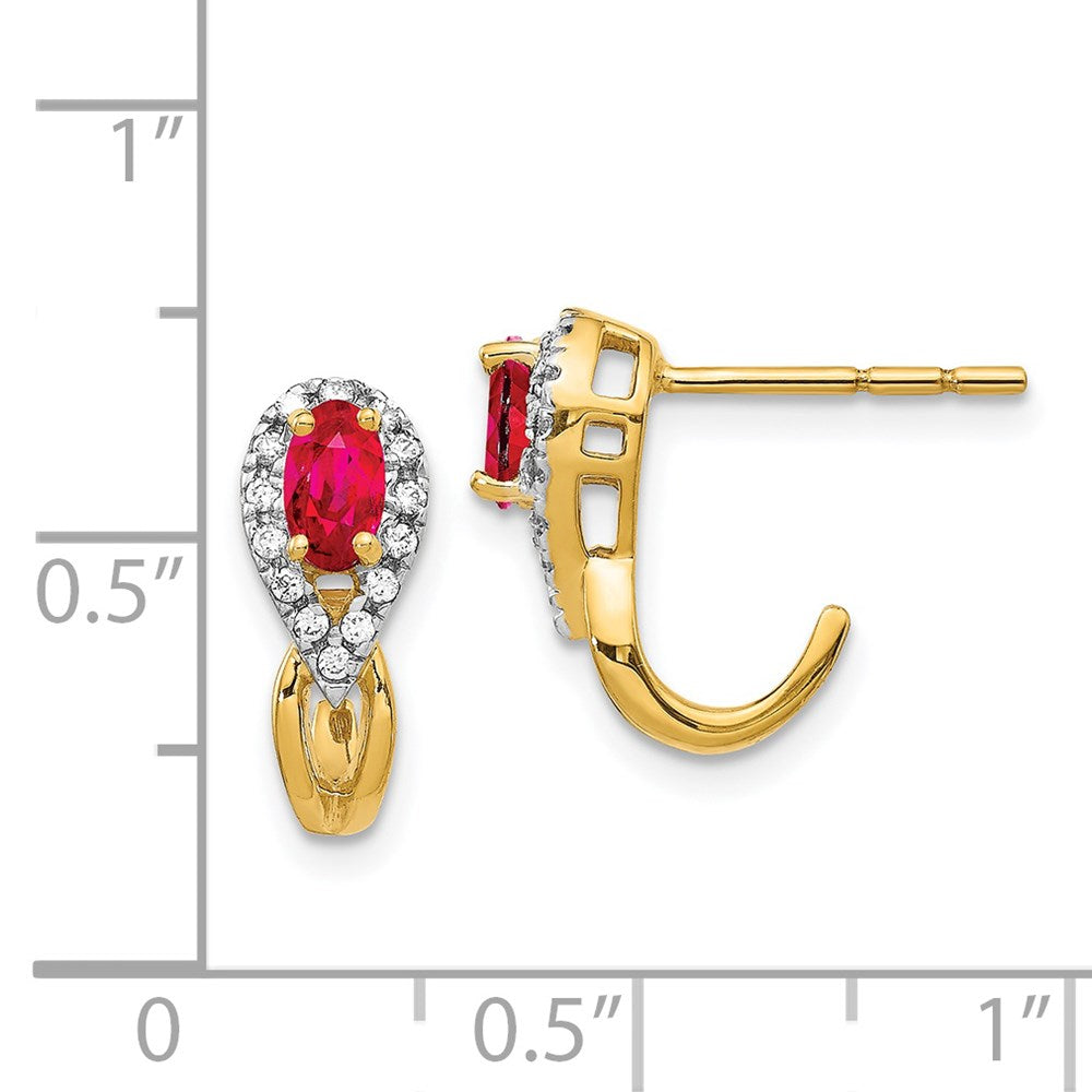 14k Diamond and Ruby Earrings