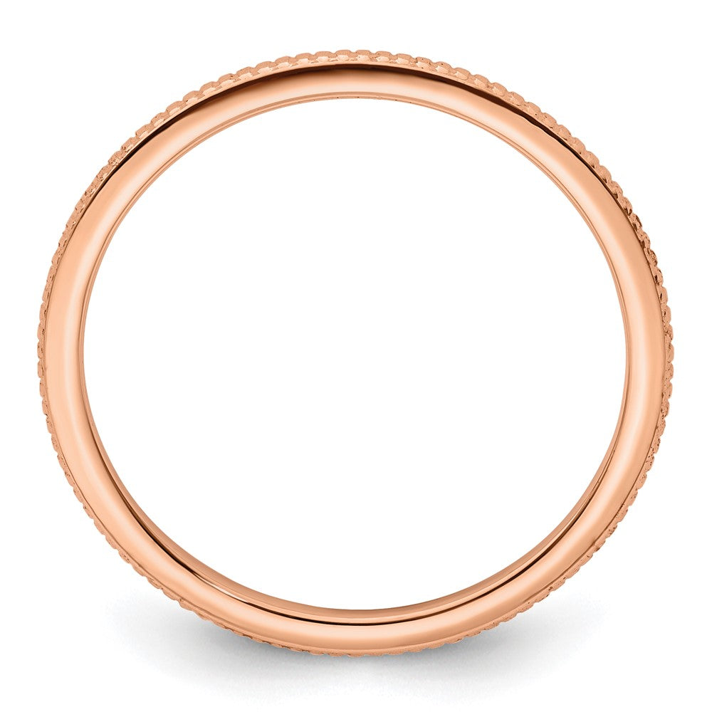 10K Rose Gold 1.2mm Beaded Stackable Band Size 6.5