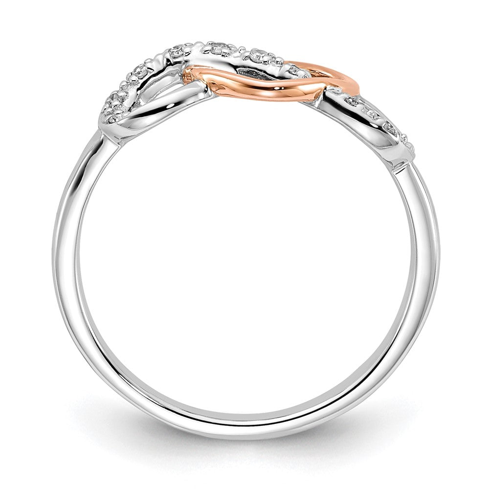 10K Two Tone Diamond Infinity with Heart Ring