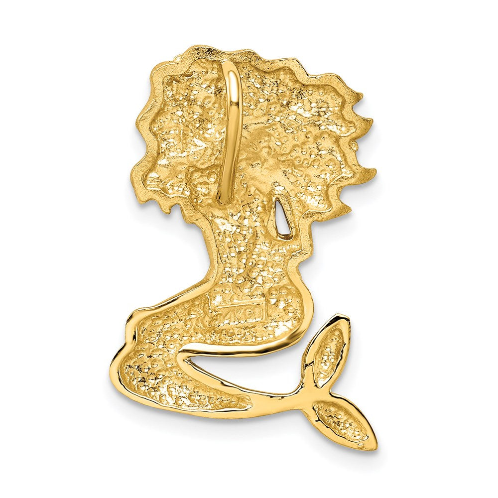 14k w/White Rhodium Satin D/C Mermaid Chain Slide