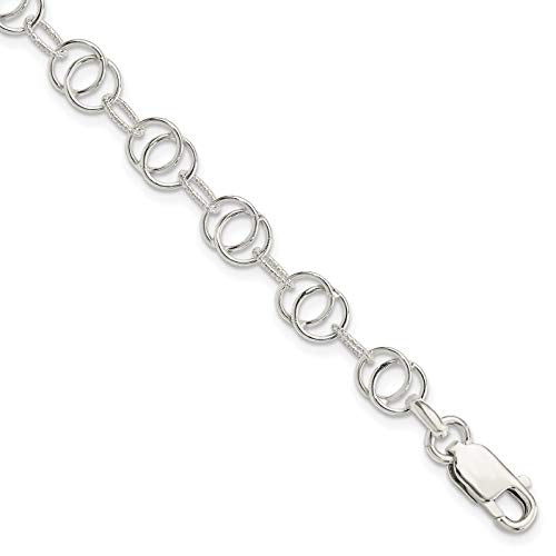 Sterling Silver Polished and Textured Fancy Bracelet 7.5 inches