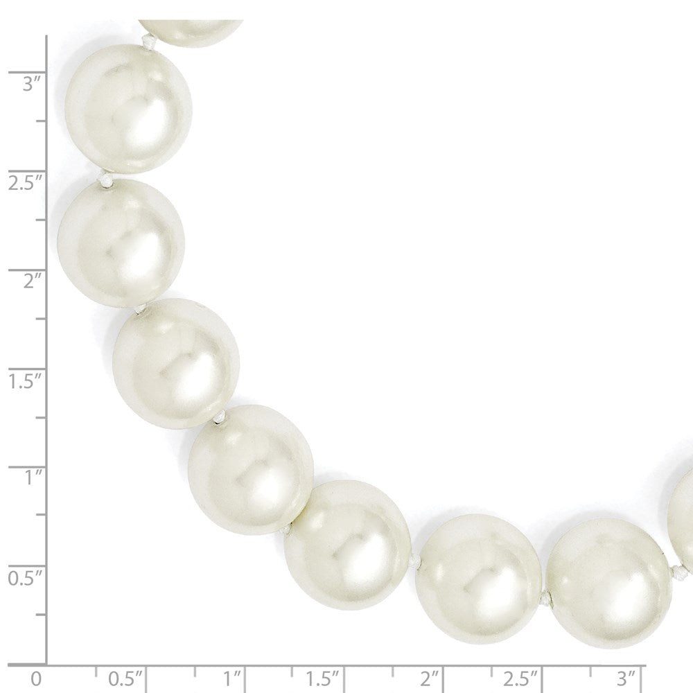 Majestik Sterling Silver Rhodium-plated 16-17mm White Imitation Shell Pearl Hand-knotted Necklace 18 Inches
