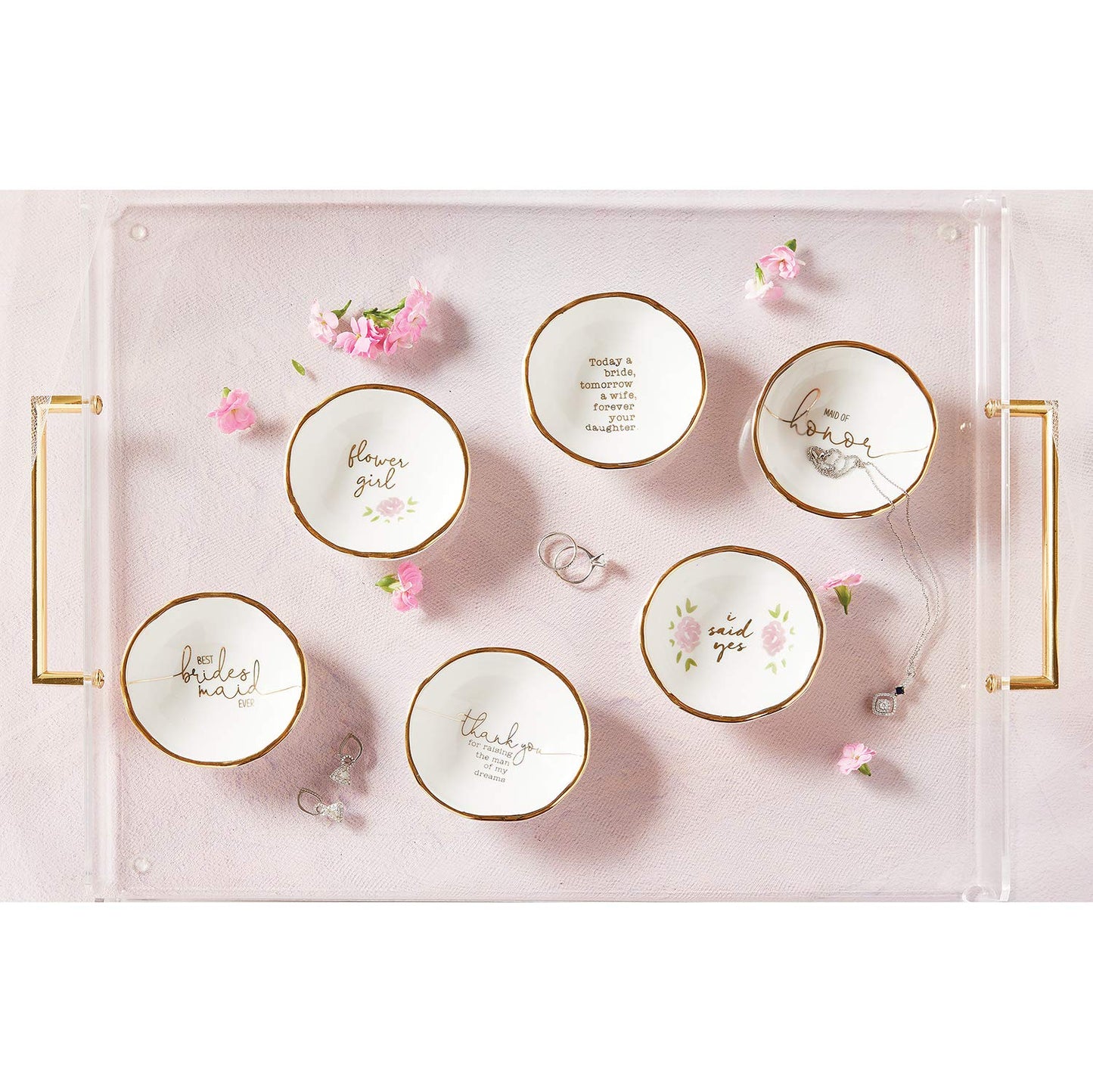 Creative Brands Santa Barbara Design Studio-Wedding Collection Ceramic Jewelry Dish, 3.25-Inch, Thank You