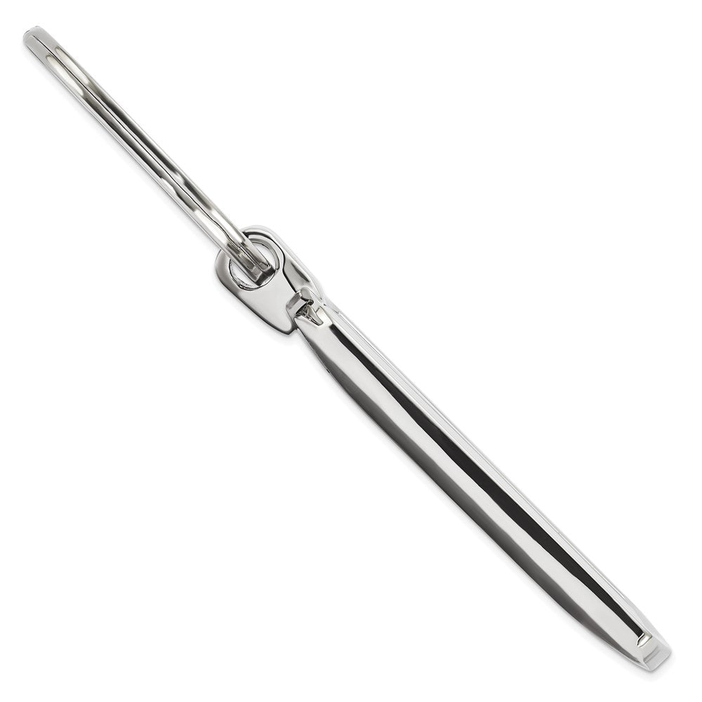 Nickel-plated Polished and Satin Engravable Rectangle Key Ring