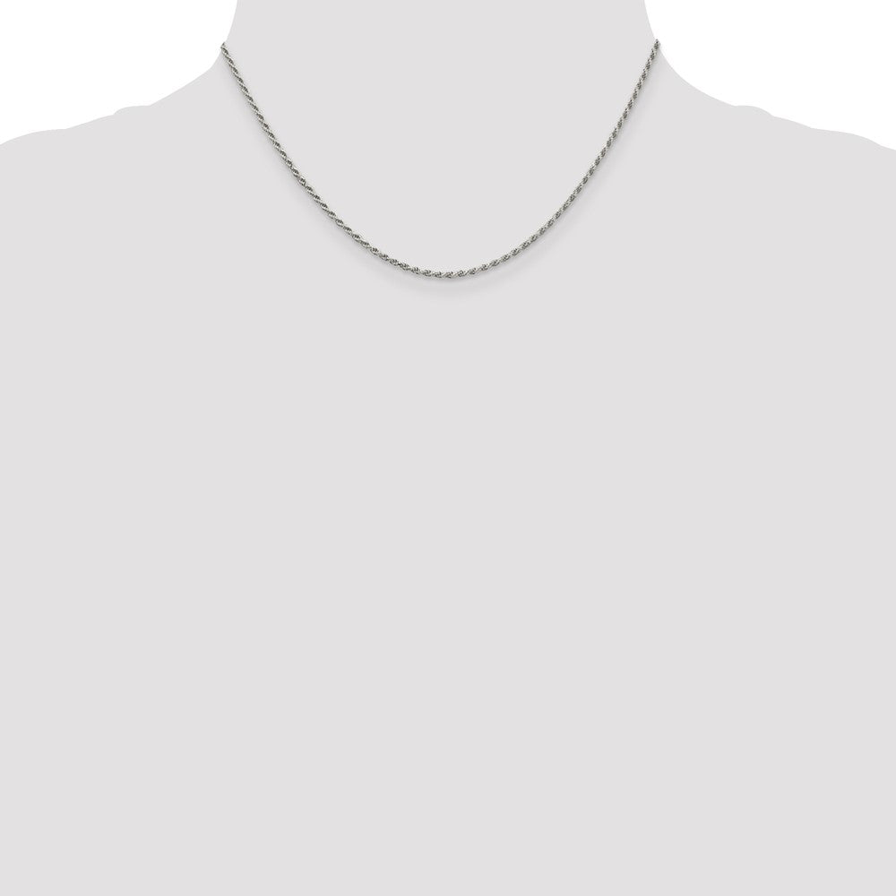 Sterling Silver Rhodium-plated 1.7mm Diamond-cut Rope Chain 16 Inches