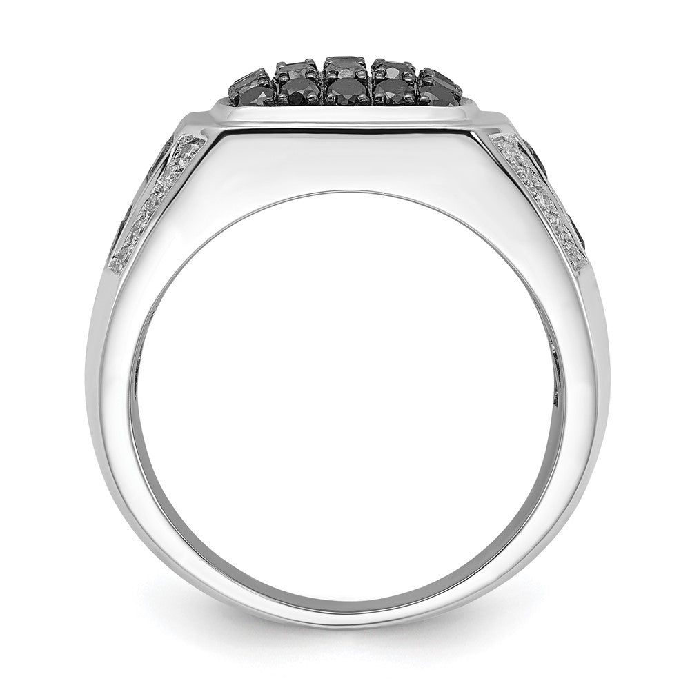 Sterling Silver Black Sapphire & Diamond Ring