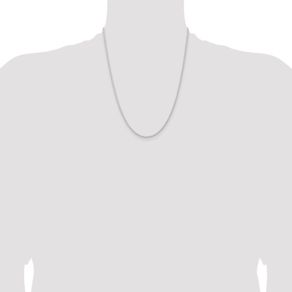 Sterling Silver 1.8mm Solid Rope Chain 22 Inches