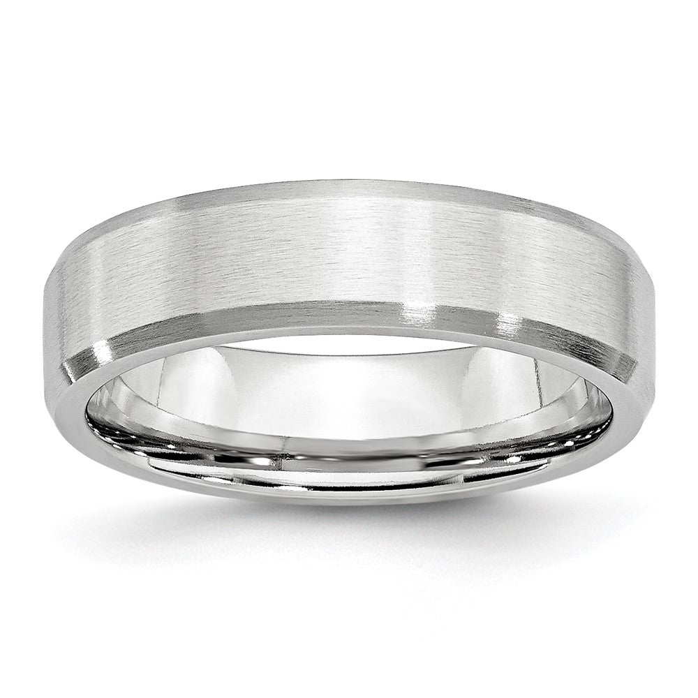 Cobalt Beveled Edge Satin 6mm Band Size - 12.5