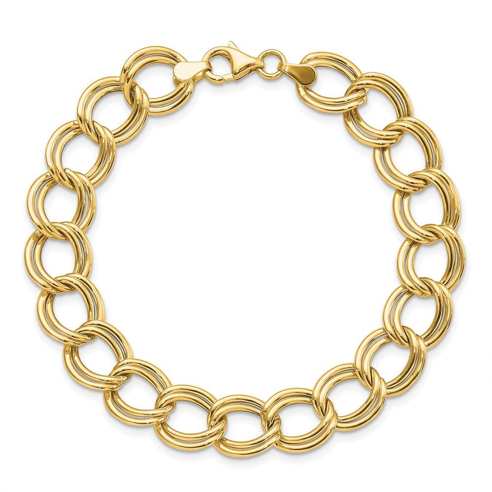 14k Polished Double Link Bracelet 7  inches