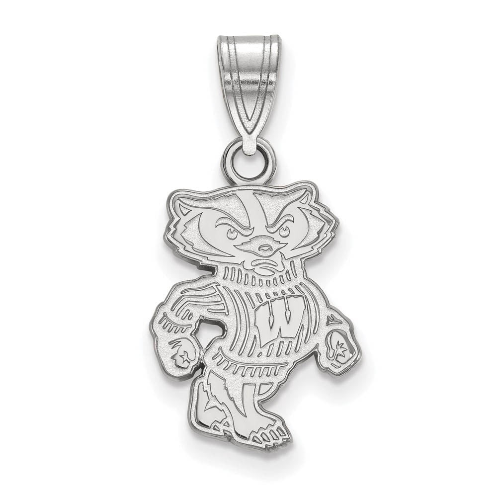 10k White Gold LogoArt University of Wisconsin Badger Medium Pendant Q1W045UWI