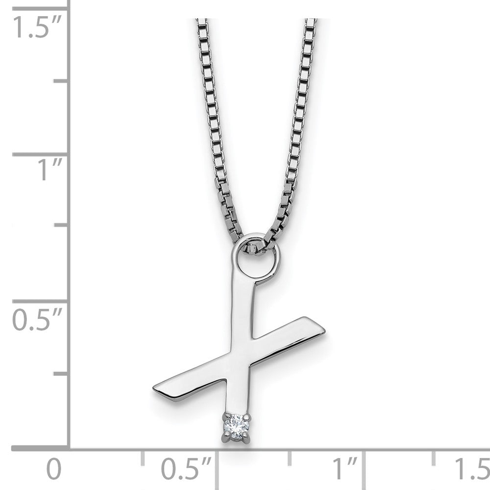 White Ice Sterling Silver Rhodium-plated 18 inch Diamond Letter X Initial Necklace plus 2 inch Extender 18 Inches