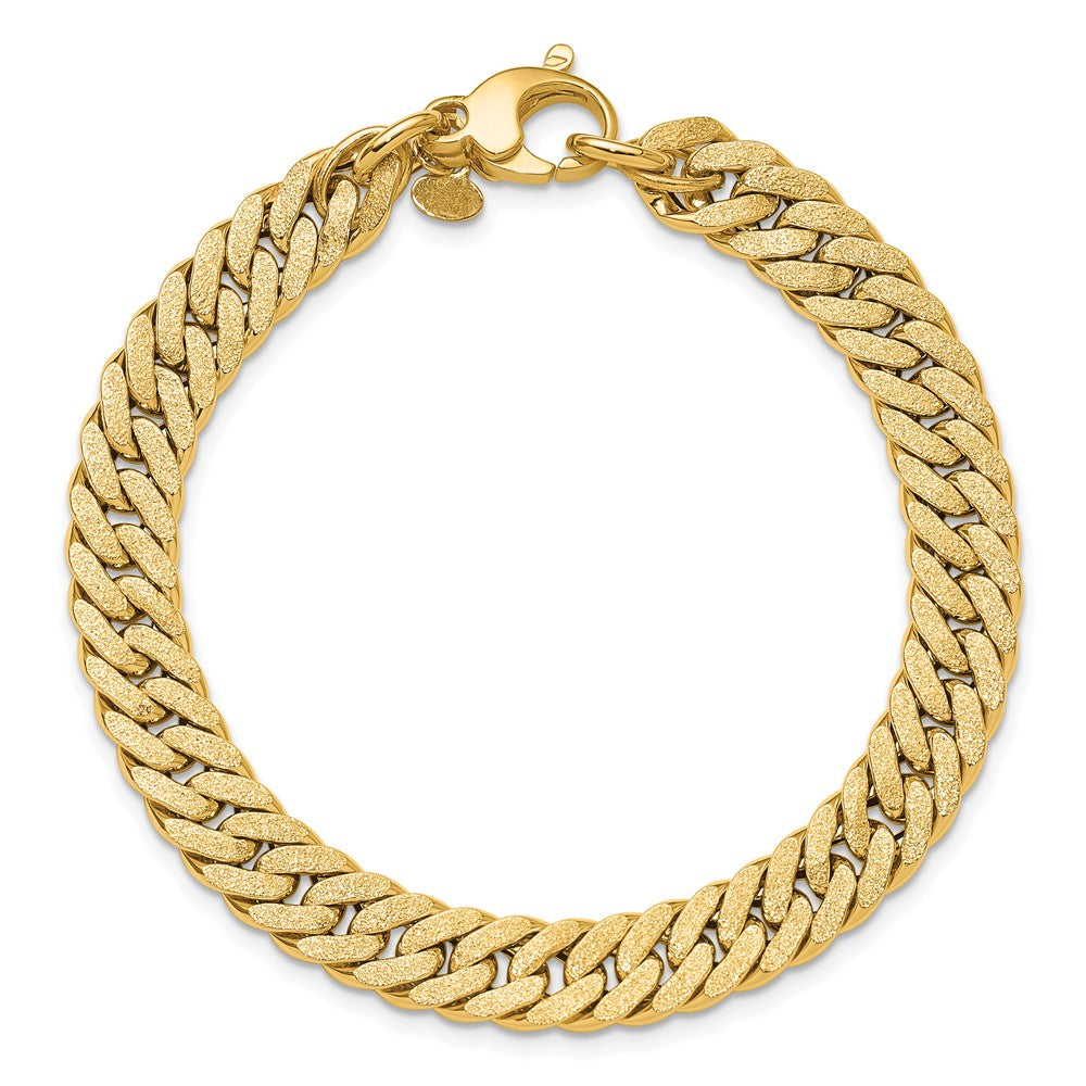 14K Polished and Satin Reversible Fancy Curb Bracelet 7.5  inches