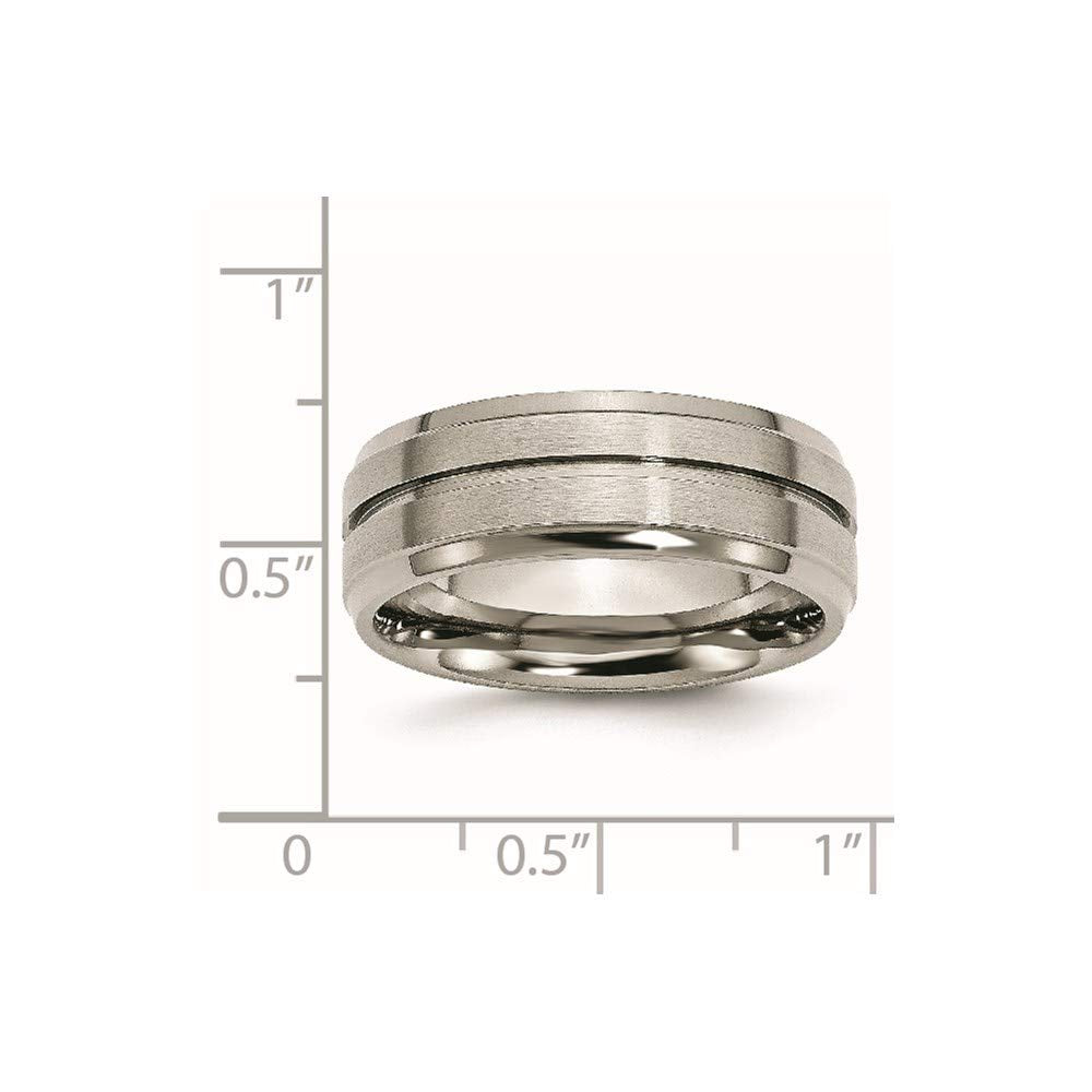 Titanium Brushed and Polished 8mm Grooved Ridged Edge Band Size - 11