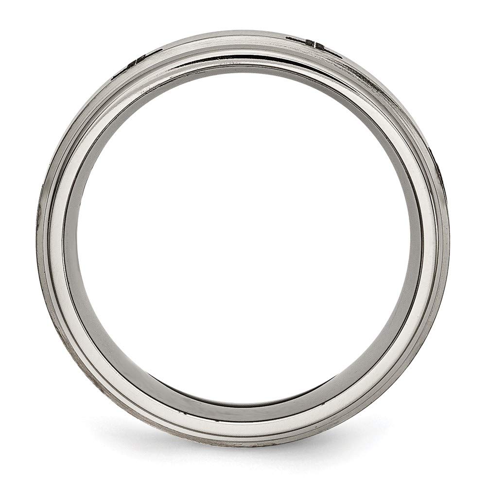 Titanium Ridged Edge 8mm Laser Design Brushed & Polished Band