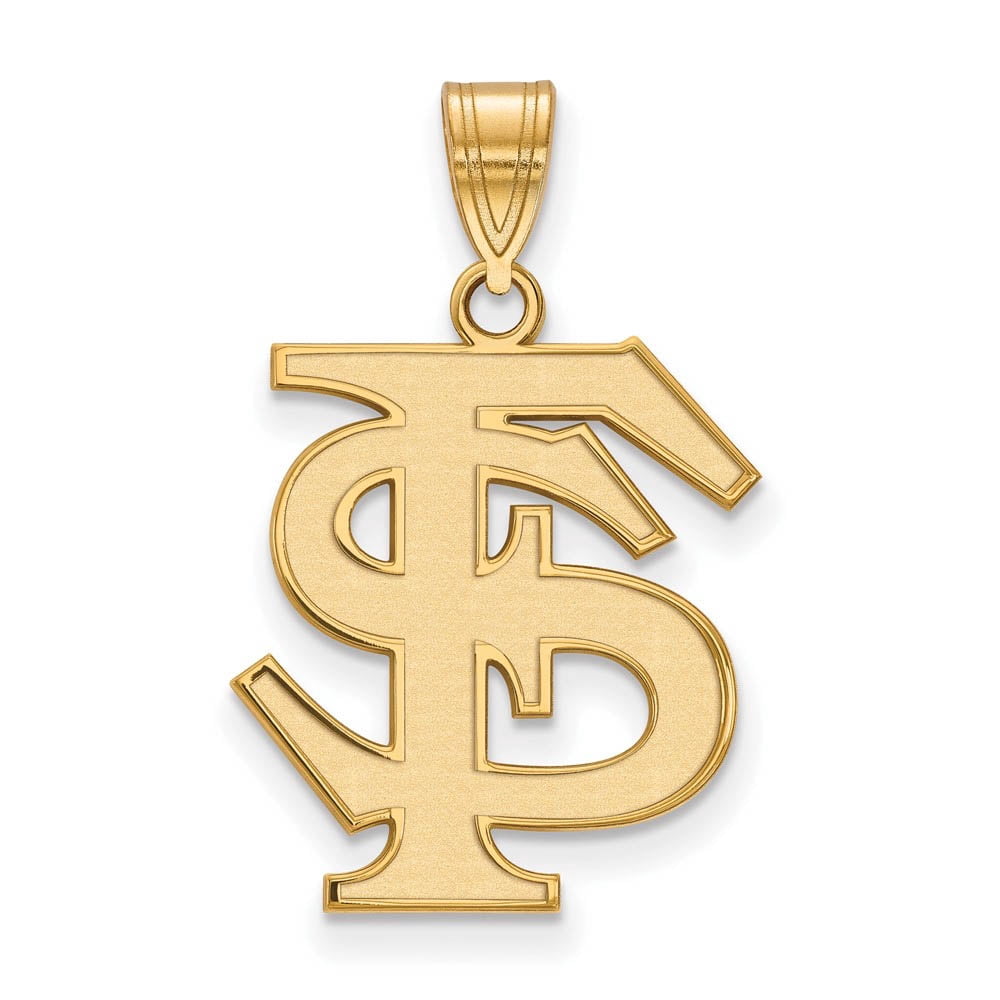 Sterling Silver Gold-plated LogoArt Florida State University F-S Large Pendant QGP004FSU
