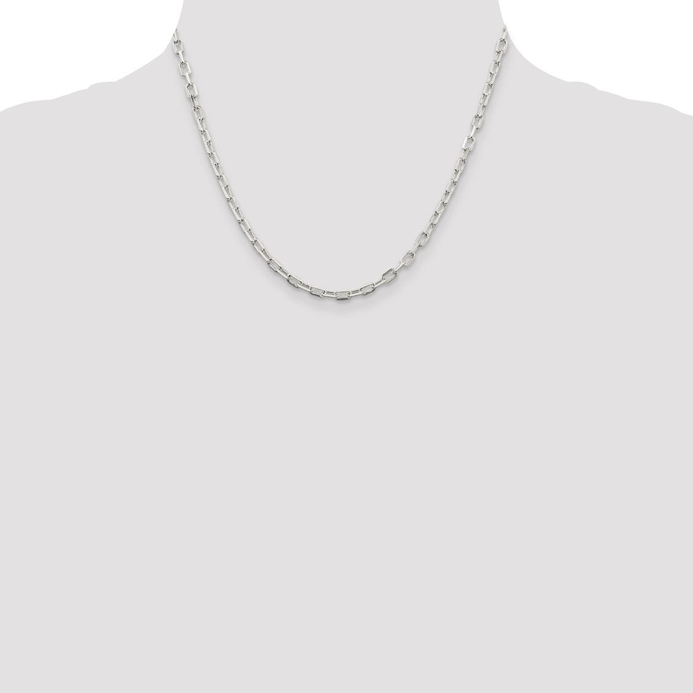 Sterling Silver 3.75mm Diamond-cut Long Link Cable Chain 18 Inches